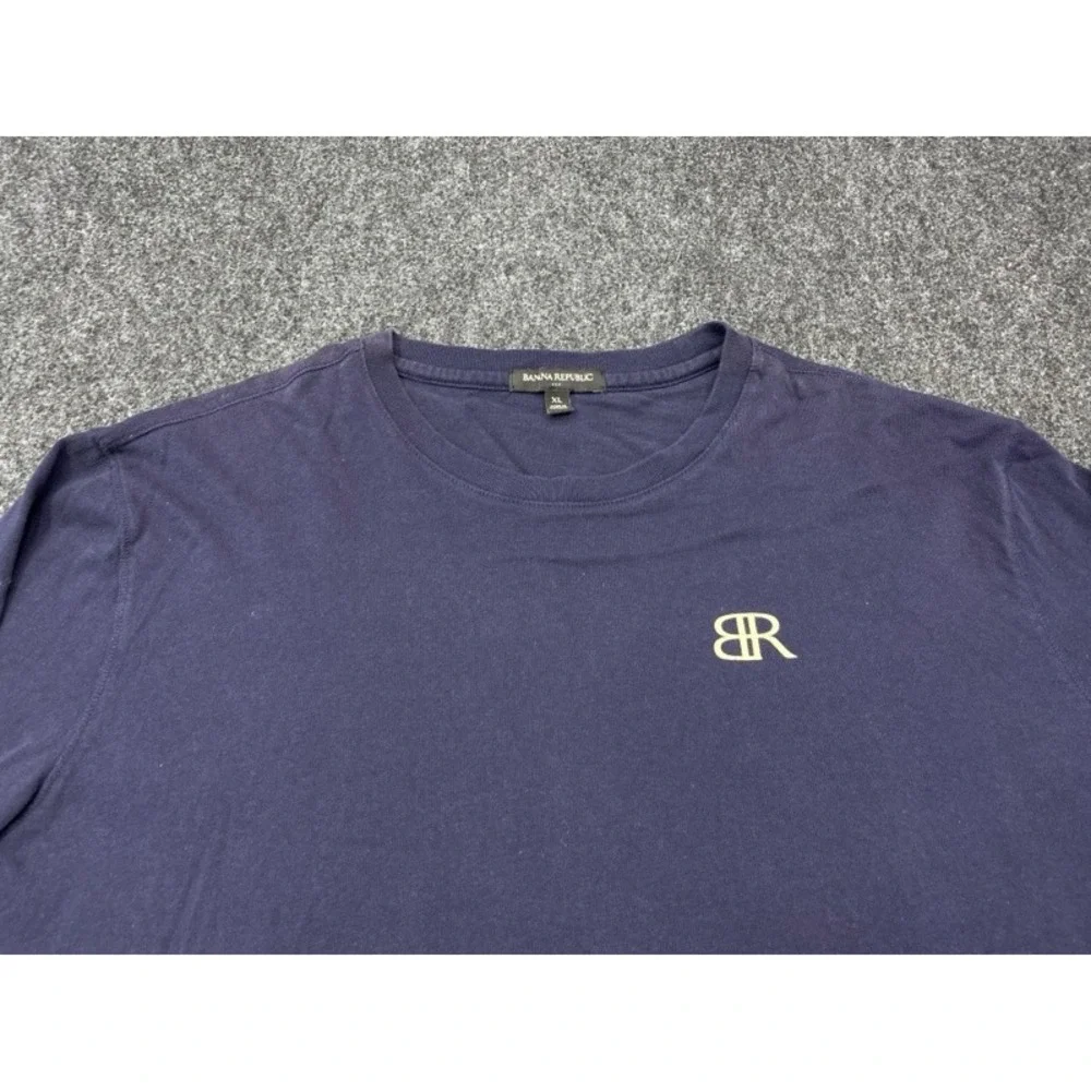 Banana Republic Long Sleeve T-Shirt Mens XL Navy American Explorer Graphic Tee
